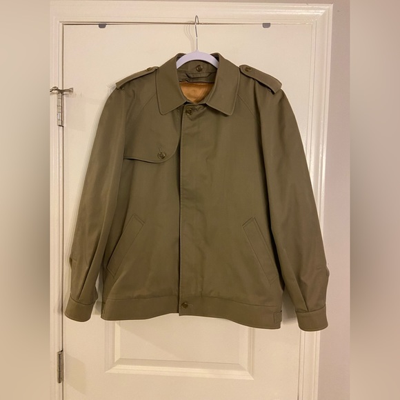Vintage Burberry London Utility Jacket Full Zip Olive Green Linen Womens… - Picture 4 of 15